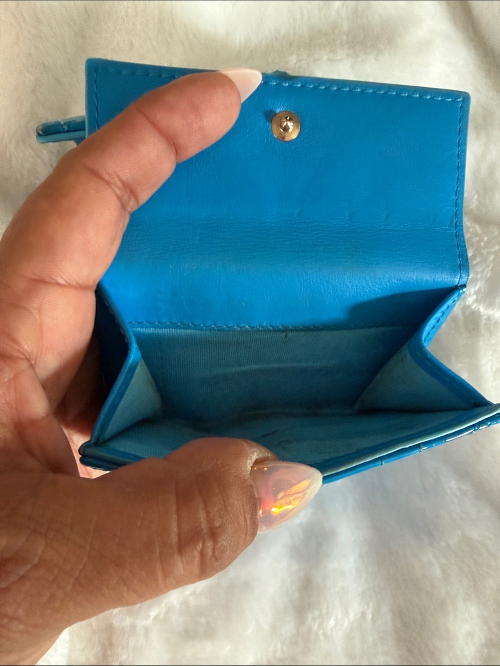 Christian Dior Lady Dior Cannage Patent Leather Turquoise Wallet - Picture 8 of 12